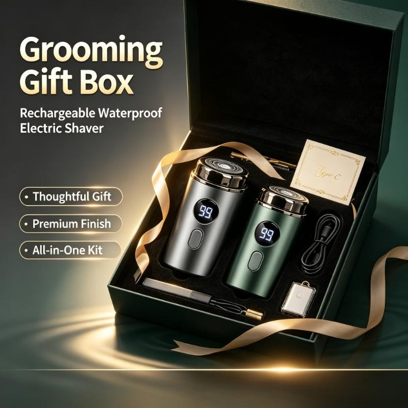 Men'S Grooming Gift Box - Barbeador Elétrico Recarregável USB à Prova