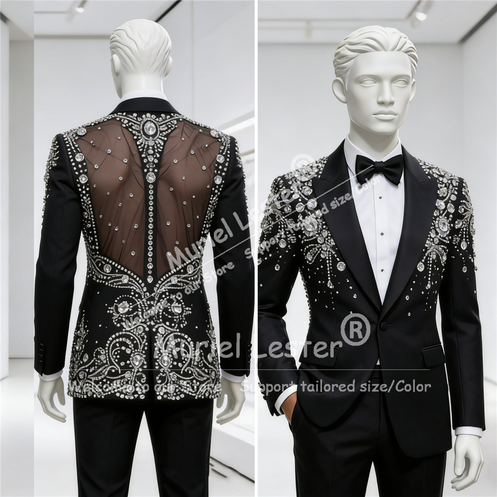 Mens Grooming Kit Luxury - Strass de luxo frisado ternos masculino